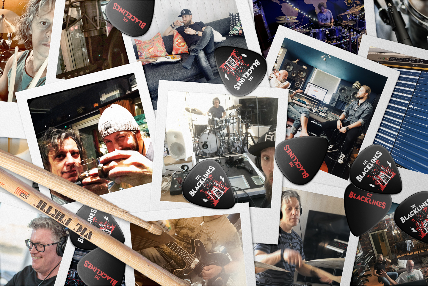 Picture collage of band